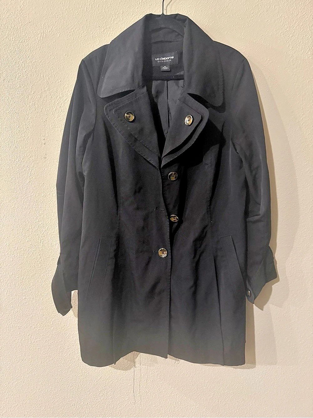 Liz Claiborne Women's Black Trench Coat Size XL